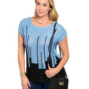 C.O.C. Ladies Sweater Scoop Neck Kimomo-Sleeve Blue Plus Size XL  NWD